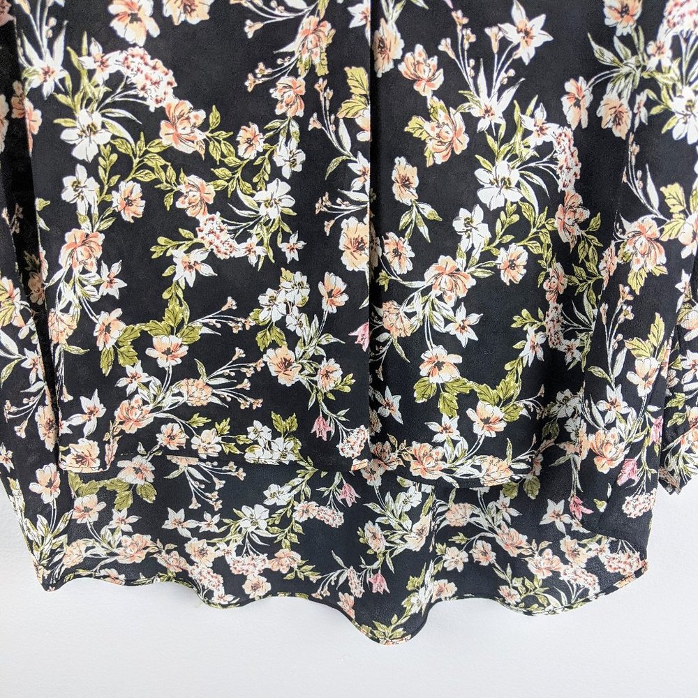 Vince Camuto Black Bouquet Plains Chiffon Blouse - Picture 5 of 9